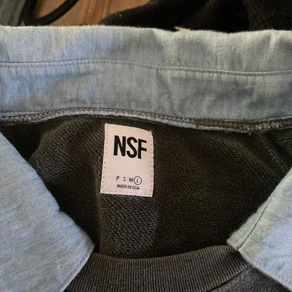 NSF Charcoal Sweatshirt with Light Blue Collar - Picture 4 of 4